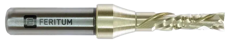 Фреза компрессионная спиральная со стружколомом 8 мм по фанере и ЛДСП - двухзаходная, рабочая длина 28 мм