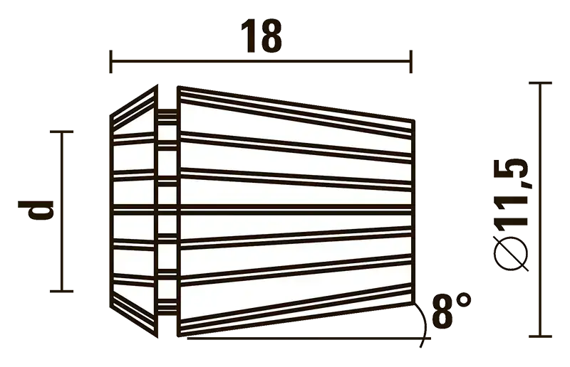 Размеры цанги ER11 (4008E)