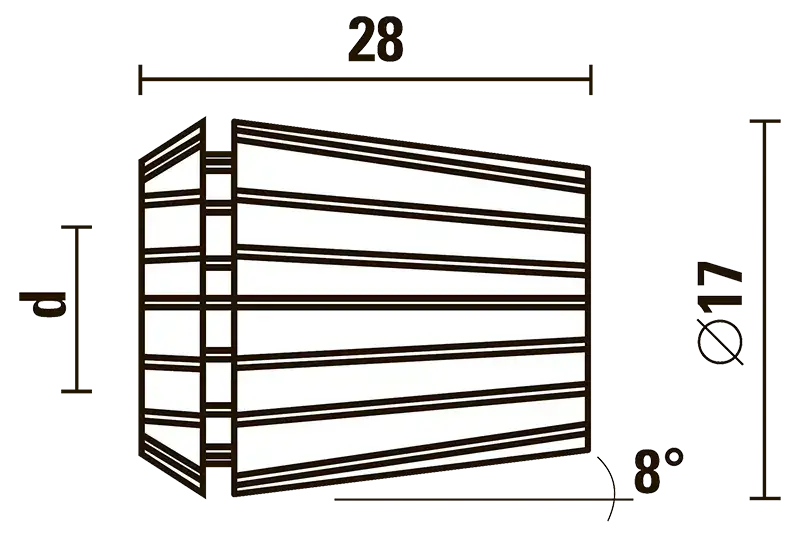 Размеры цанги ER16 (426E)