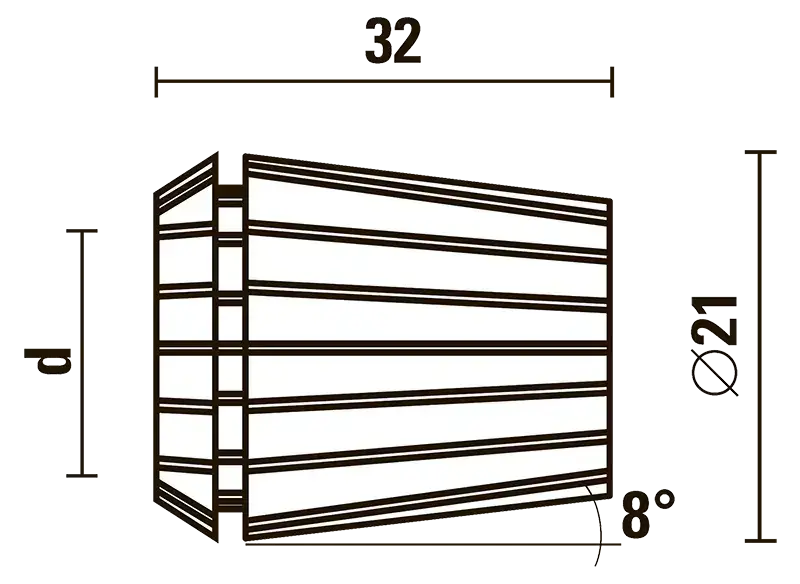 Размеры цанги ER20 (428E)