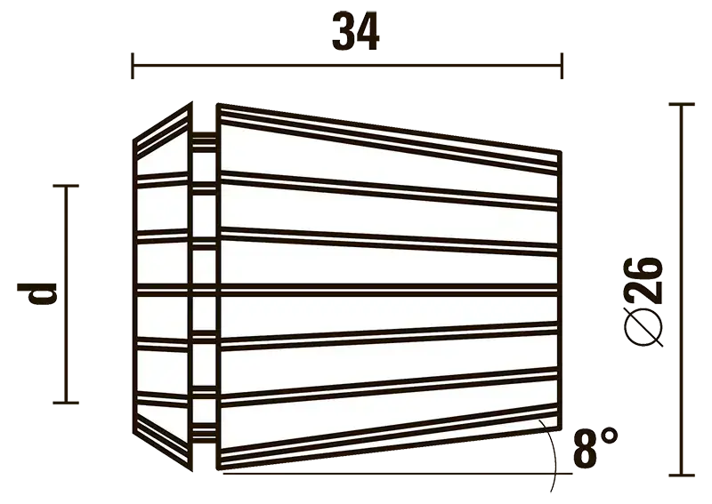 Размеры цанги ER25 (430E)