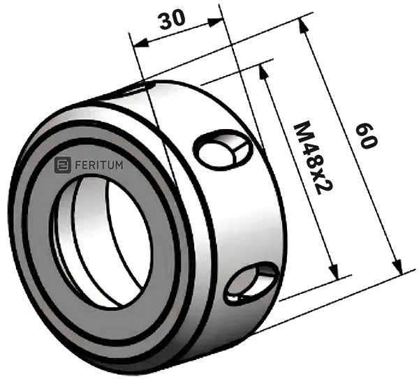 Размеры гайки EOC25 (OZ25) с подшипником