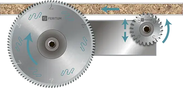 Пиление ЛДСП с подрезной пилой