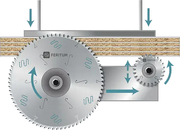 Пиление пакета ЛДСП с подрезной пилой на форматно раскроечном центре ЧПУ
