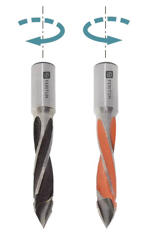 Сверло присадочное сквозное L=57.5: левое и правое вращение