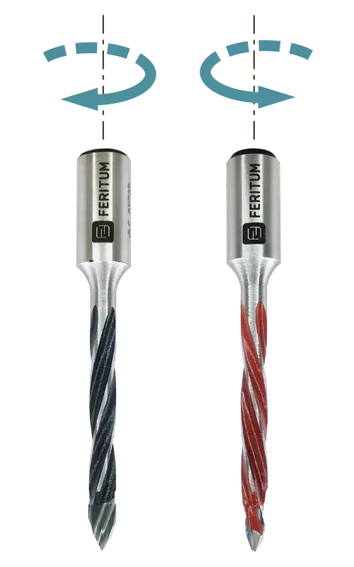 Сверло присадочное сквозное L=70 мм: левое и правое вращение